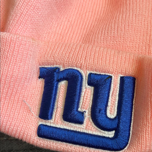 Pink Kids Beanie with Blue NY Giants Logo - Picture 3 of 3